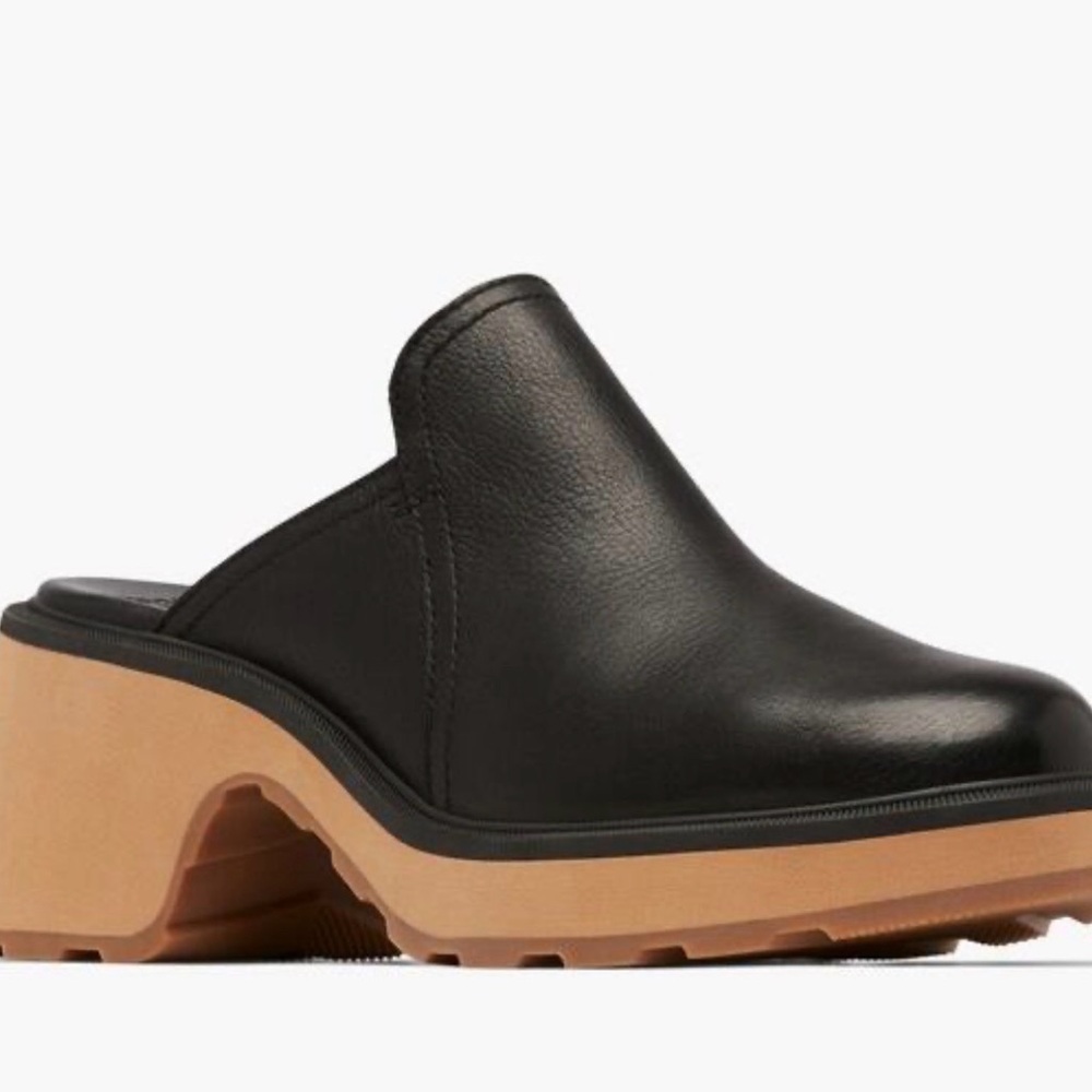 Sorel Hi-line Waterproof Mule in Black Leather Size 7.5